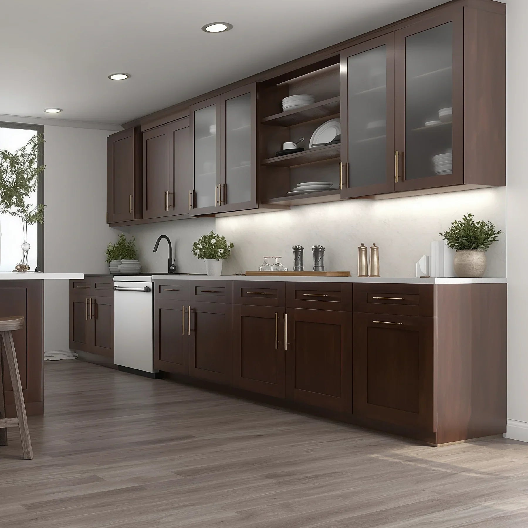 Shaker Espresso 33'' W Vanity Combo with Drawers