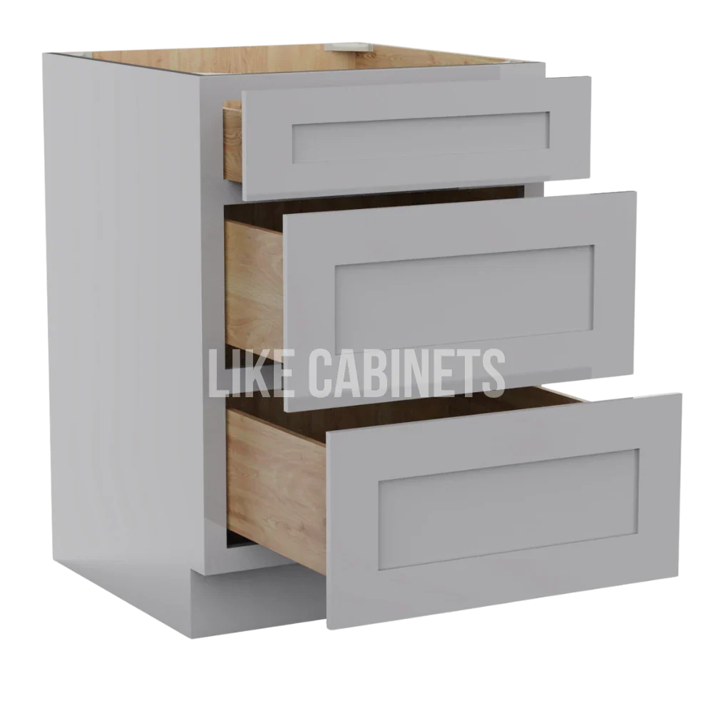 Shaker Gray Three Drawer Base