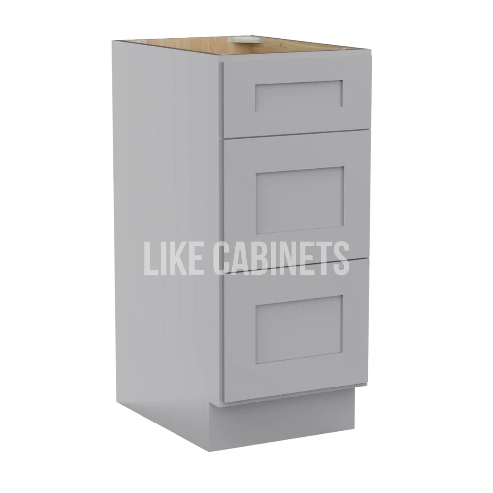 Shaker Gray Vanity Three Drawer Base Cabinet