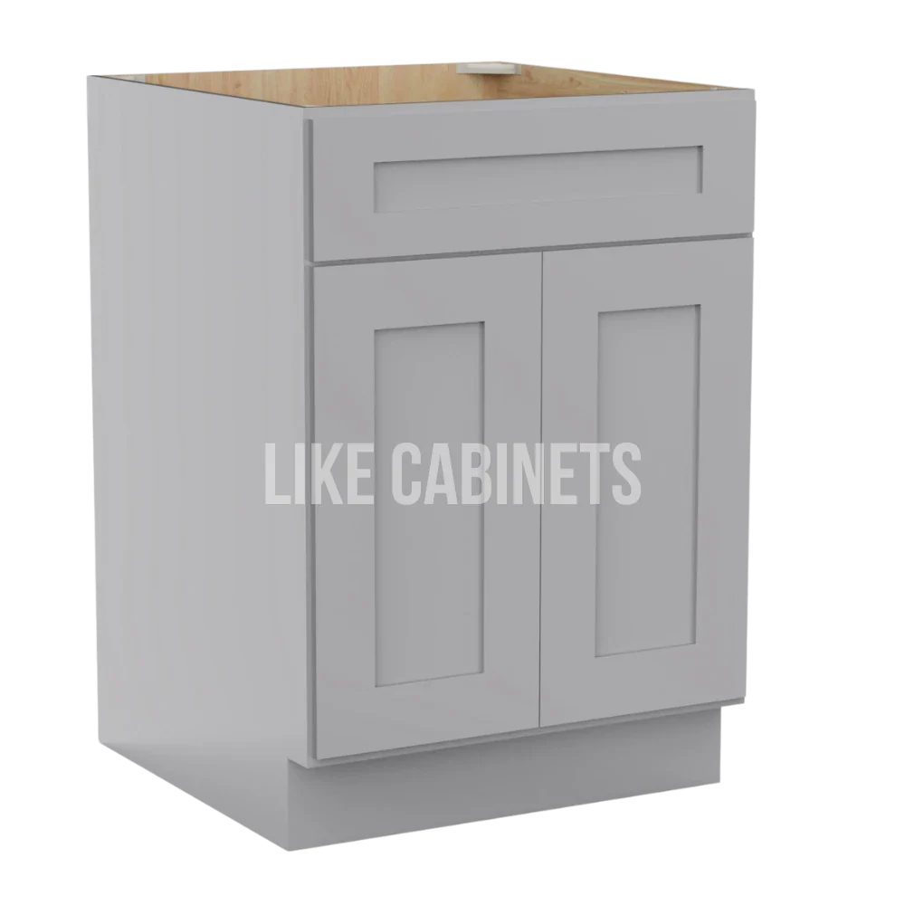 Gray Shaker Base Cabinet with Double Doors & Single Drawer