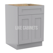Gray Shaker Base Cabinet with Double Doors & Single Drawer