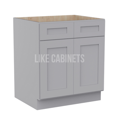 Shaker Gray Base Cabinet with Double Doors and Drawers