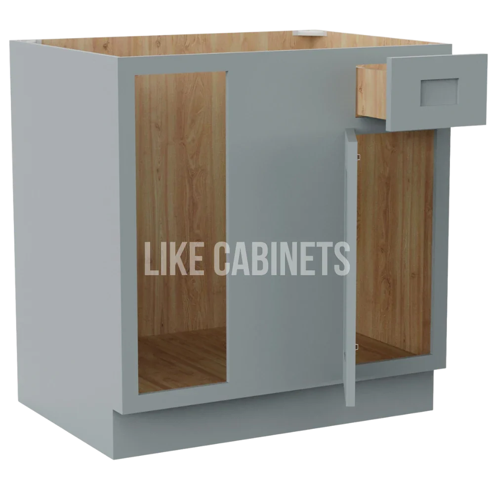 Gray Shaker Blind Corner Base Cabinet (L/R interchangeable)