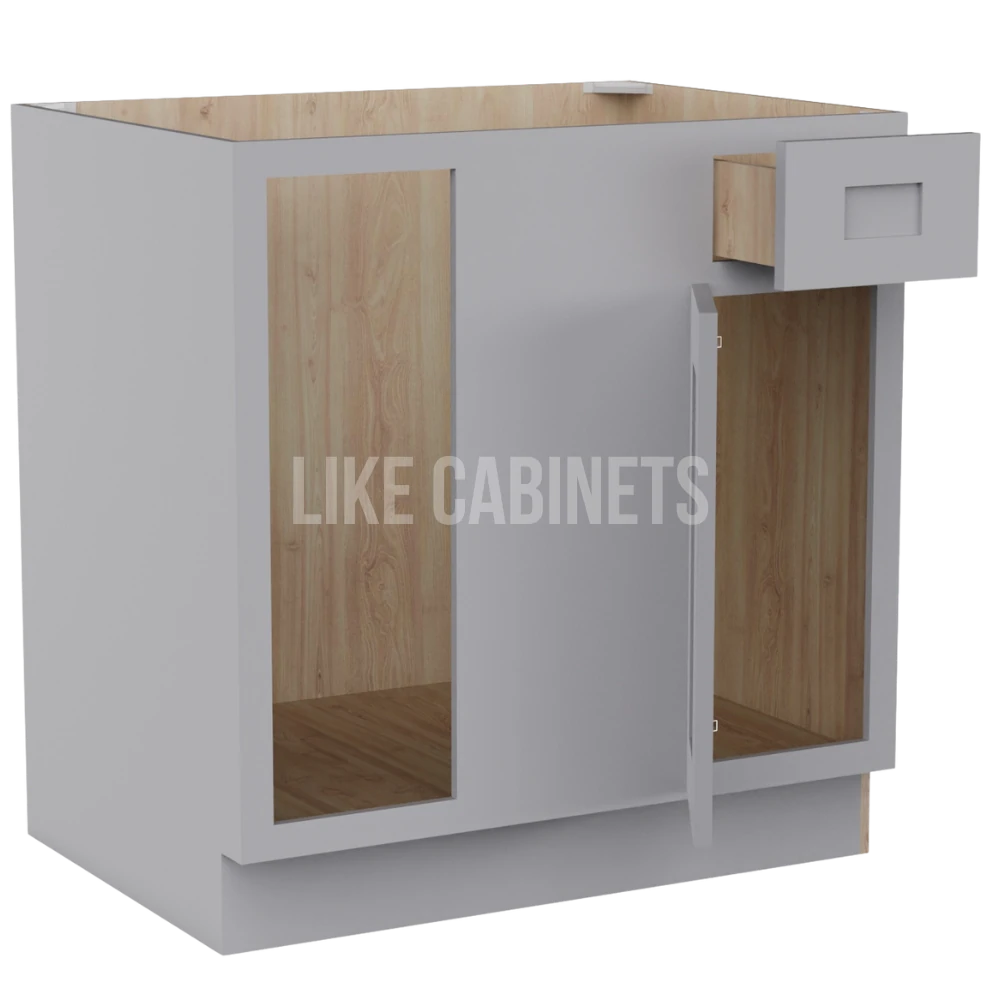 Gray Shaker Blind Corner Base Cabinet (L/R interchangeable)