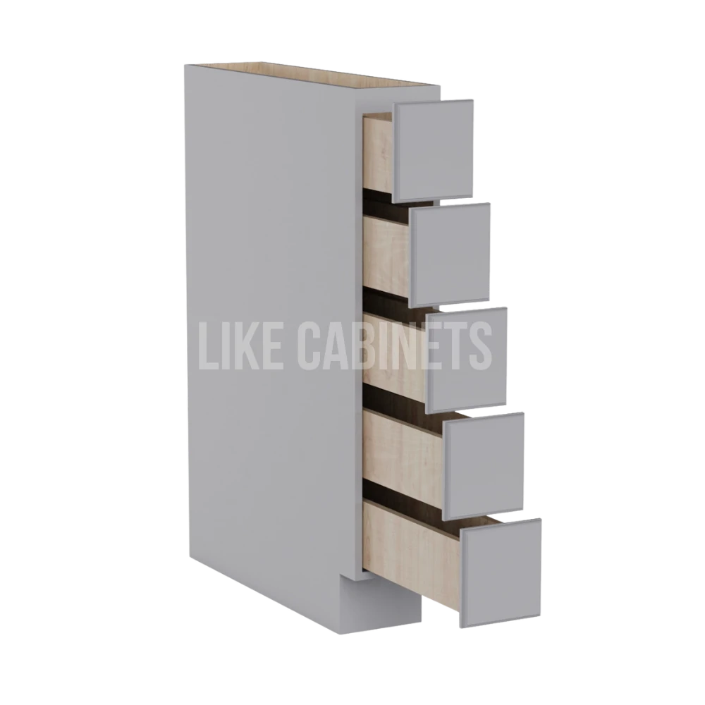 Shaker Gray Base Spice Cabinet with 5 Drawers