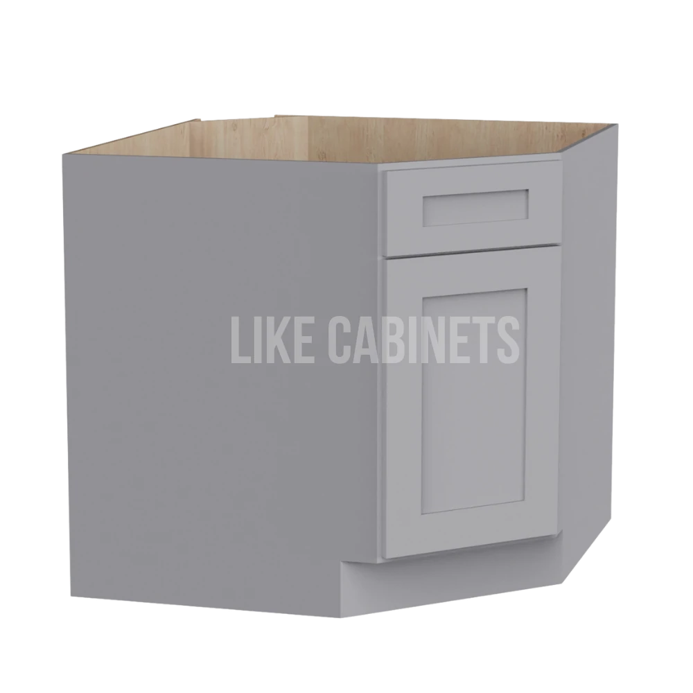 Shaker Gray Corner Sink Base Cabinet with False Drawer