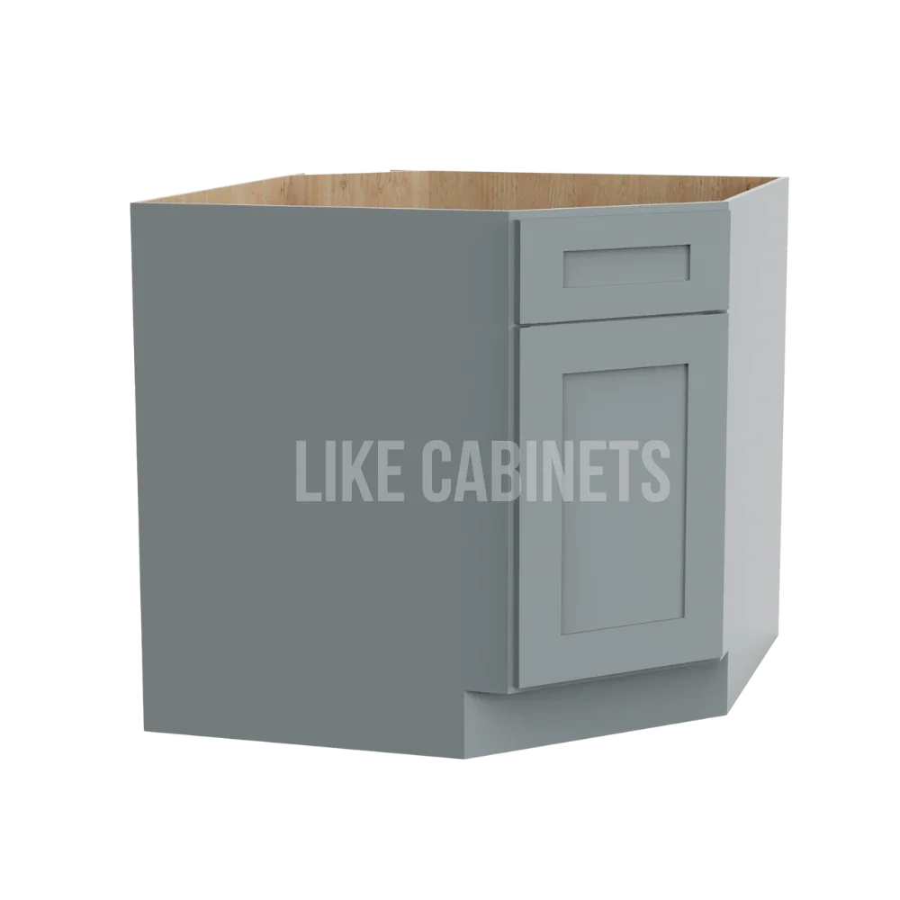 Shaker Gray Corner Sink Base Cabinet with False Drawer