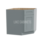 Shaker Gray Corner Sink Base Cabinet with False Drawer