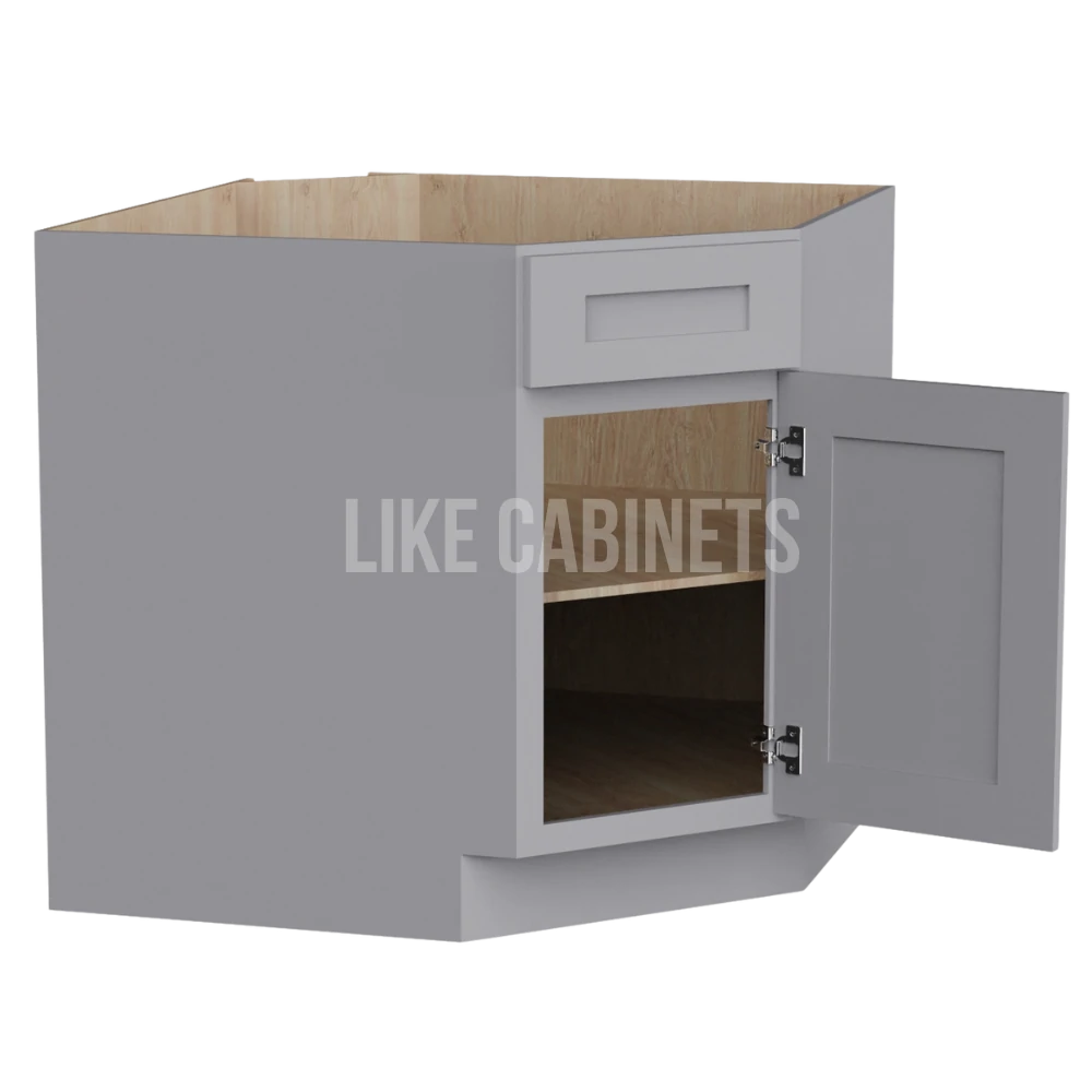 Shaker Gray Corner Sink Base Cabinet with False Drawer
