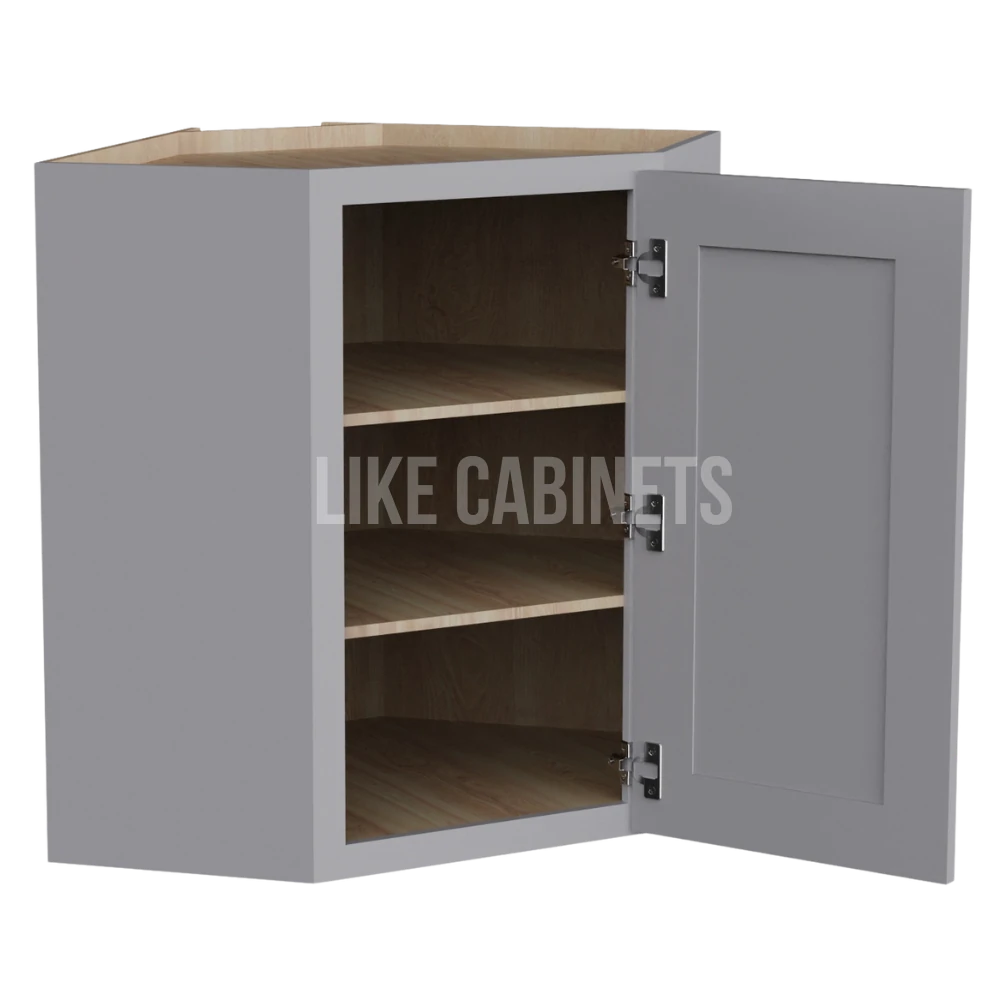 Shaker Gray 24'' W Diagonal Corner Wall Cabinet