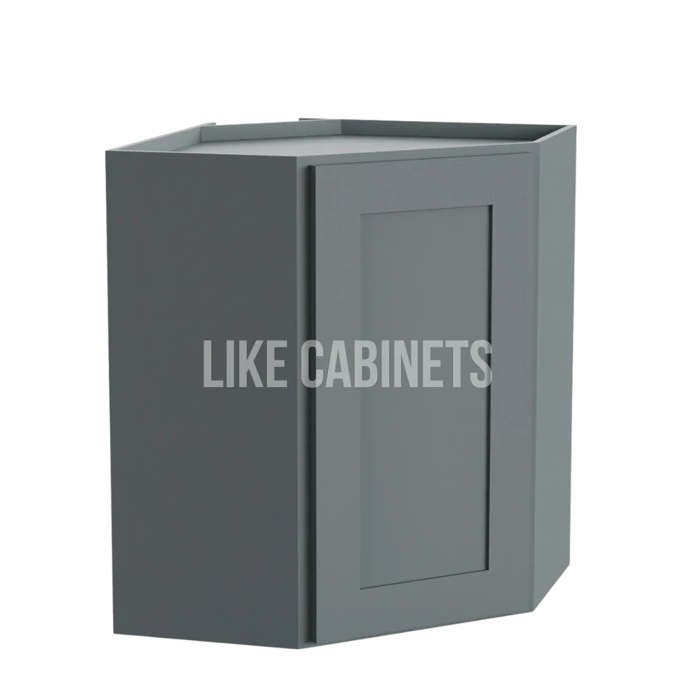 Shaker Gray 24'' W Diagonal Corner Wall Cabinet