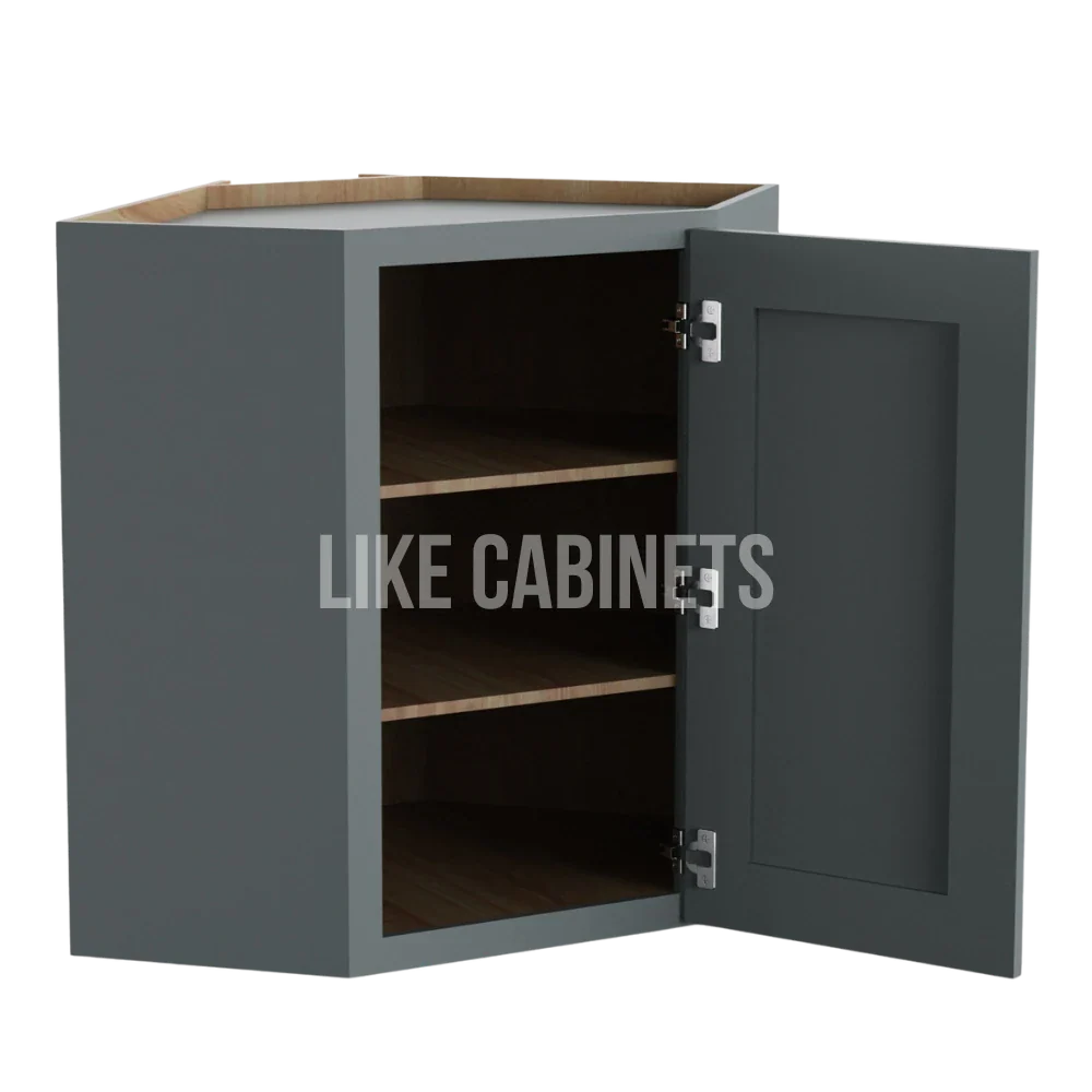 Shaker Gray 24'' W Diagonal Corner Wall Cabinet