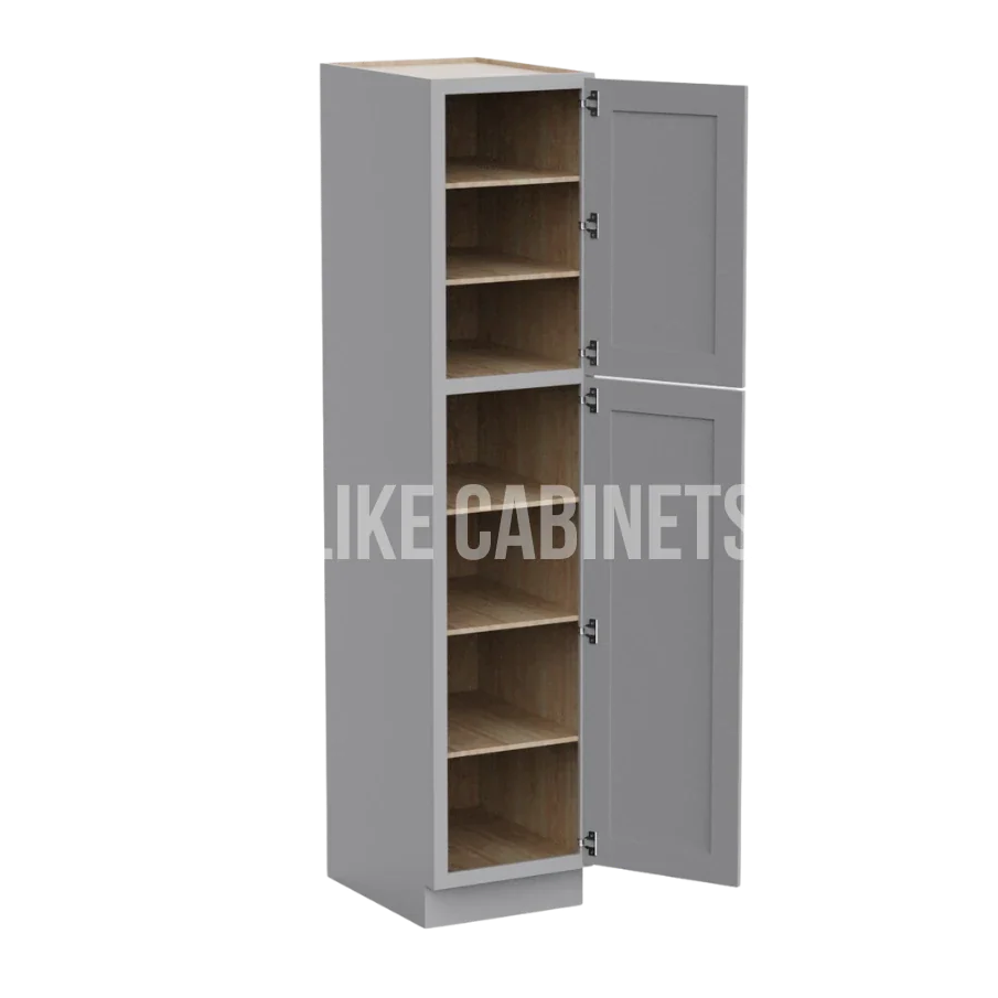Shaker Gray 18'' W Two Single Door Utility Pantry Cabinet