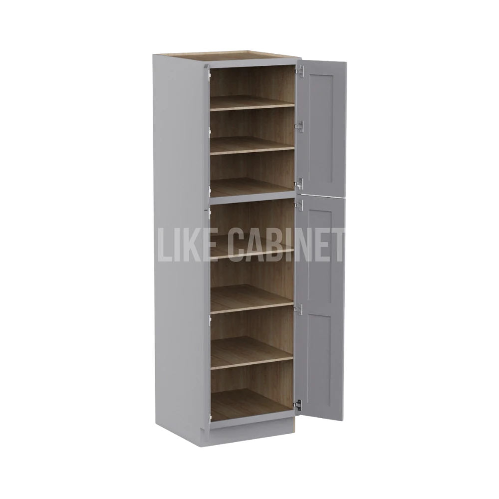 Shaker Gray 24'' W Two Double Door Utility Pantry Cabinet