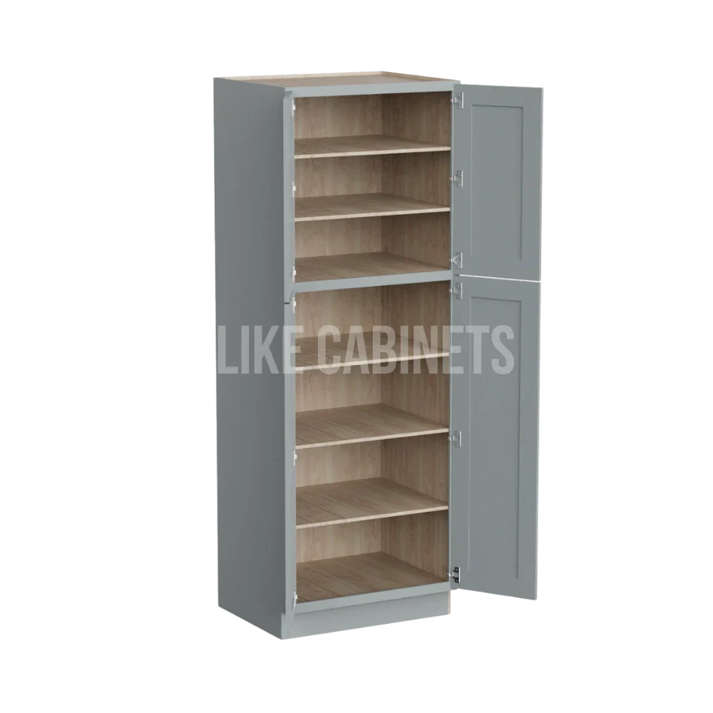 Shaker Gray 30'' W Two Double Door Utility Pantry Cabinet