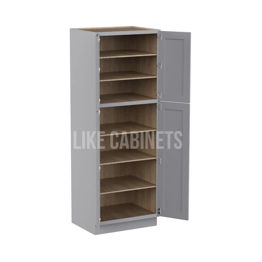 Shaker Gray 30'' W Two Double Door Utility Pantry Cabinet