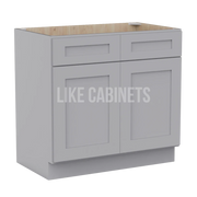 Shaker Gray Vanity Sink Cabinet Double False Drawer
