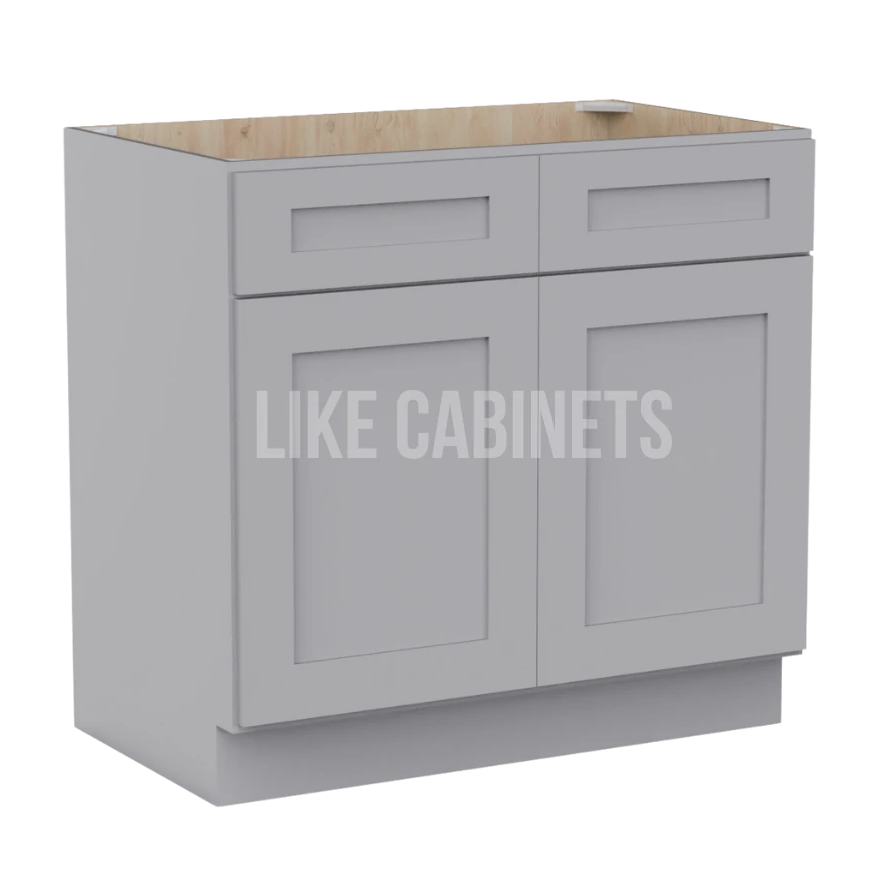 Shaker Gray Vanity Sink Cabinet Double False Drawer