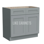 Shaker Gray Double Vanity Sink Base Cabinet