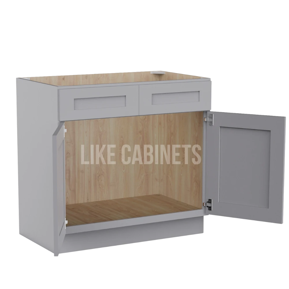 Shaker Gray Vanity Sink Cabinet Double False Drawer