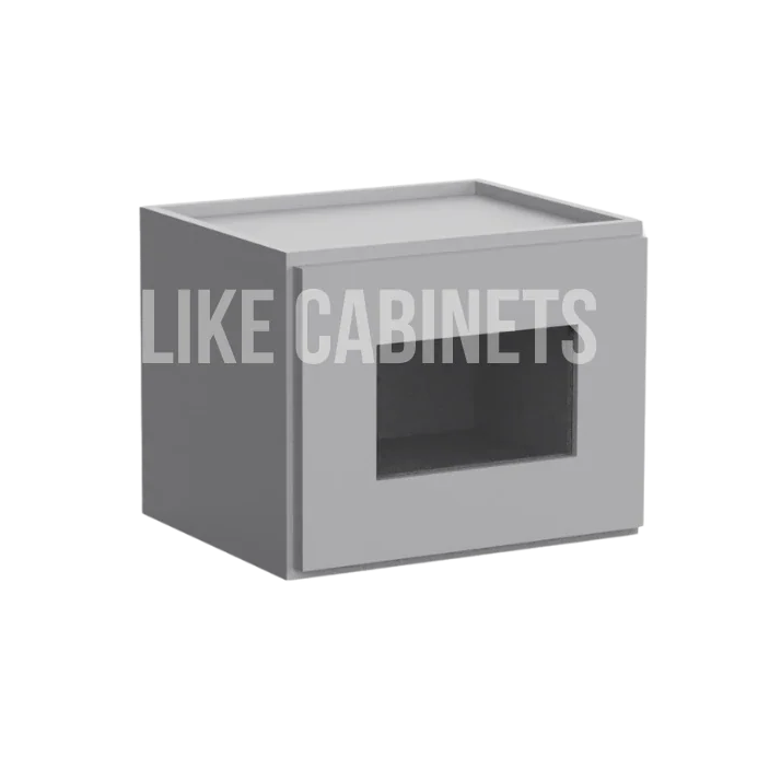 Shaker Gray 12'' H Single Door Wall Cabinet Glass Door