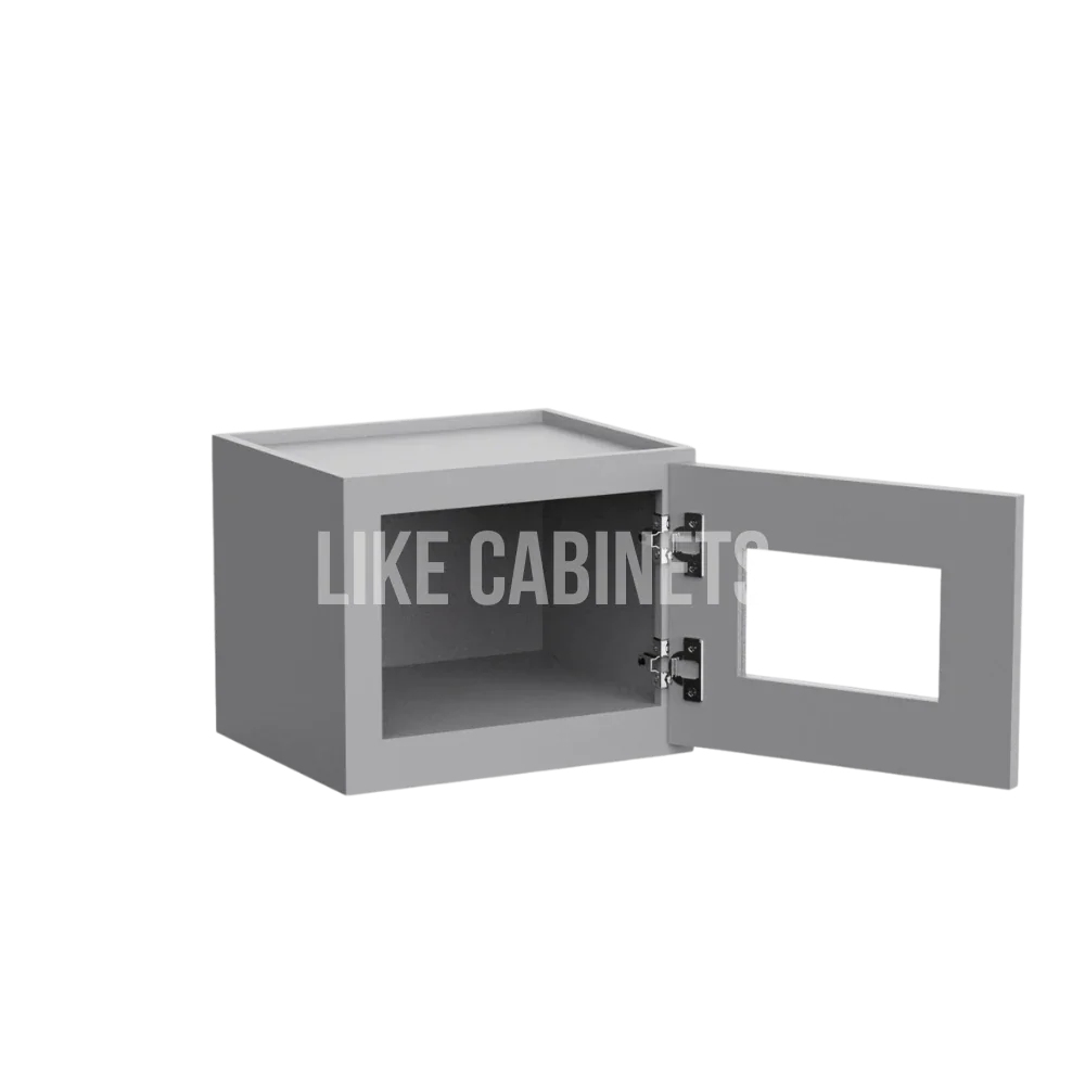 Shaker Gray 12'' H Single Door Wall Cabinet with Glass Door