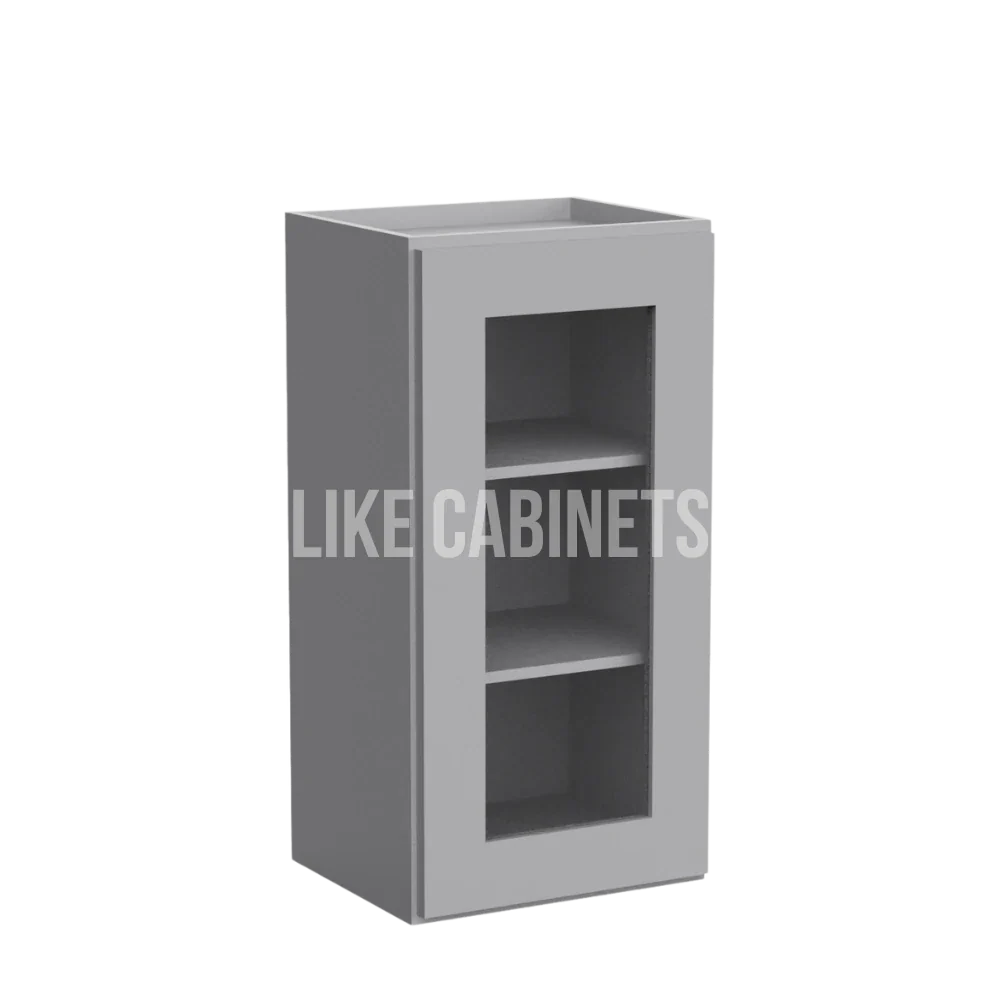 Shaker Gray 30'' H Single Door Wall Cabinet with Glass Door
