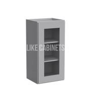 Shaker Gray 30'' H Single Door Wall Cabinet with Glass Door