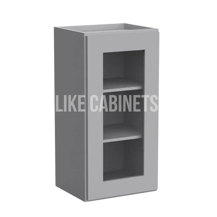 Shaker Gray 30'' H Single Door Wall Cabinet Glass Door