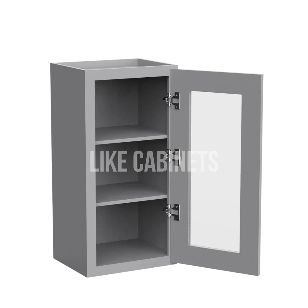 Shaker Gray 30'' H Single Door Wall Cabinet with Glass Door