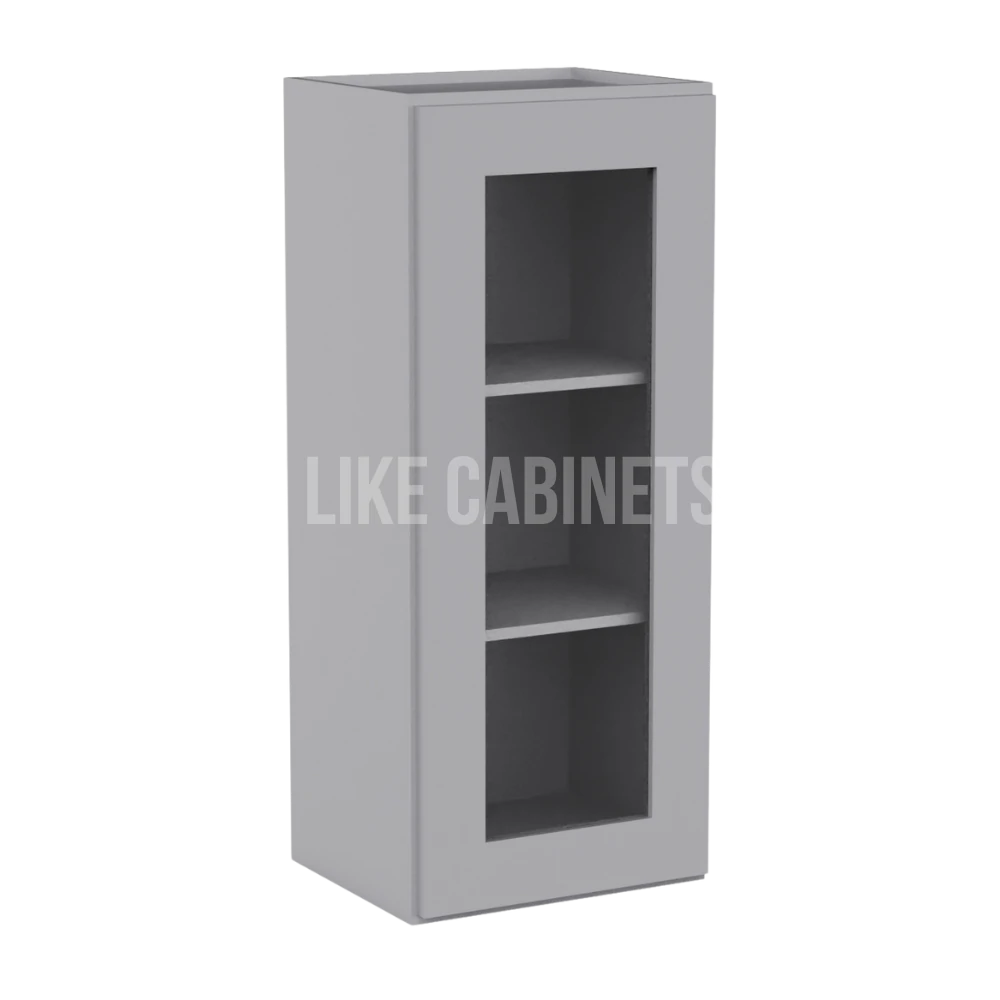 Shaker Gray 36'' H Single Door Wall Cabinet Glass Door