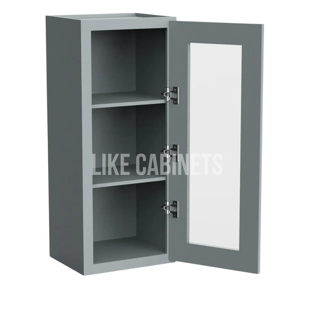 Shaker Gray 36'' H Single Door Wall Cabinet with Glass Door