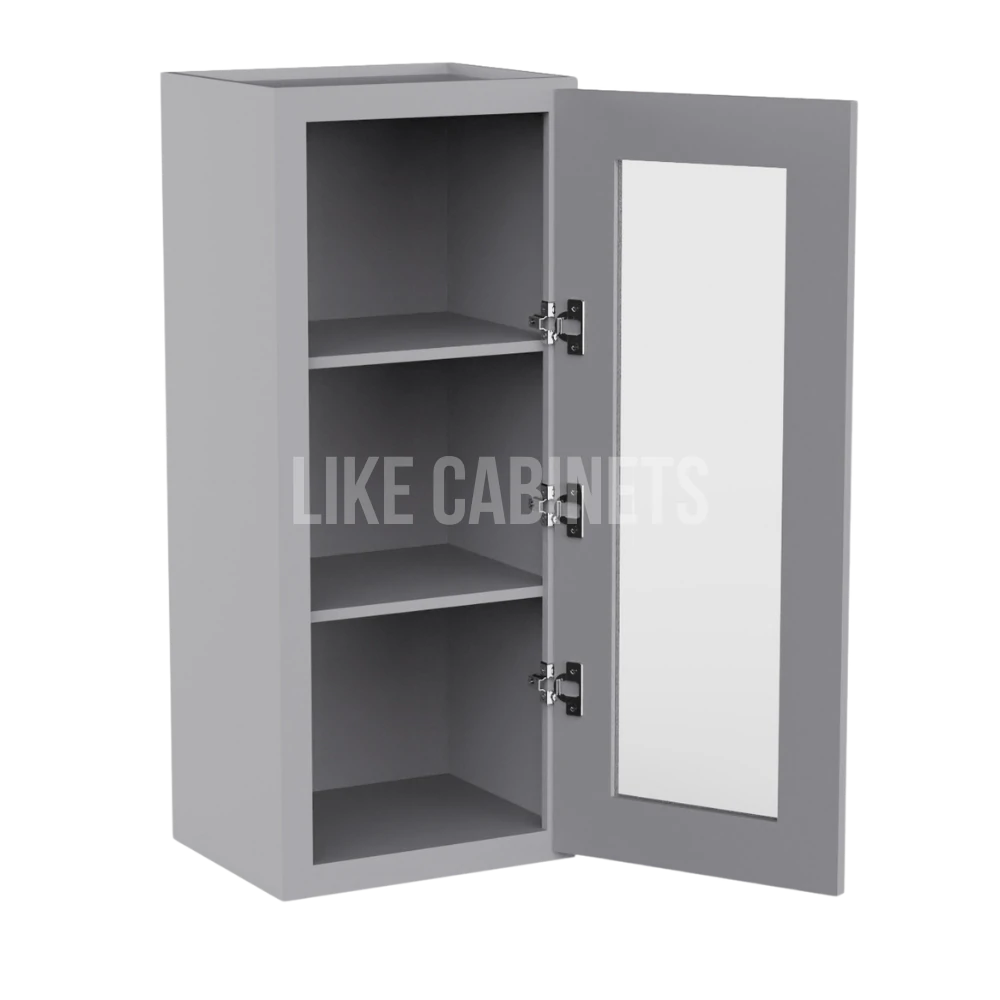 Shaker Gray 36'' H Single Door Wall Cabinet Glass Door