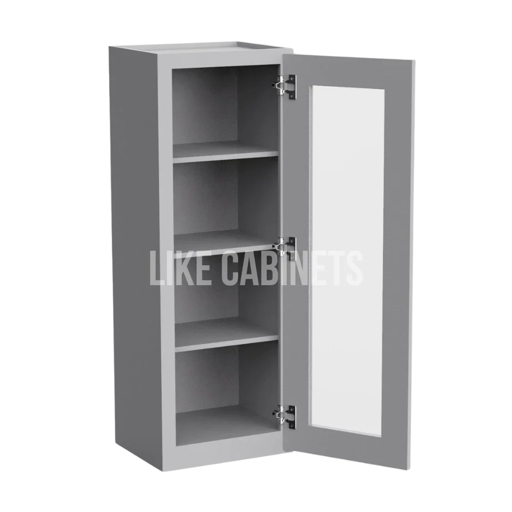 Shaker Gray 42'' H Single Door Wall Cabinet with Glass Door