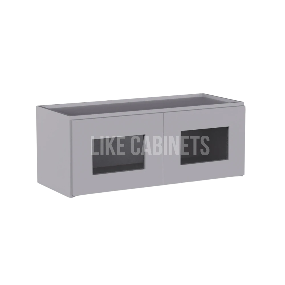 Shaker Gray 12''H Double Door Wall Cabinet Glass Doors