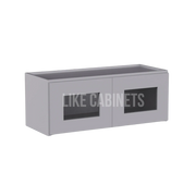 Shaker Gray 12''H Double Door Wall Cabinet Glass Doors