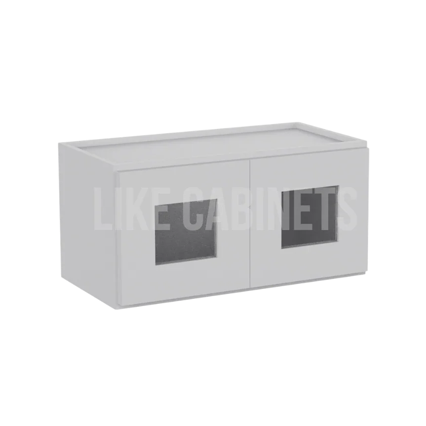 Shaker Gray 12'' H Double Door Wall Cabinet with Glass Doors