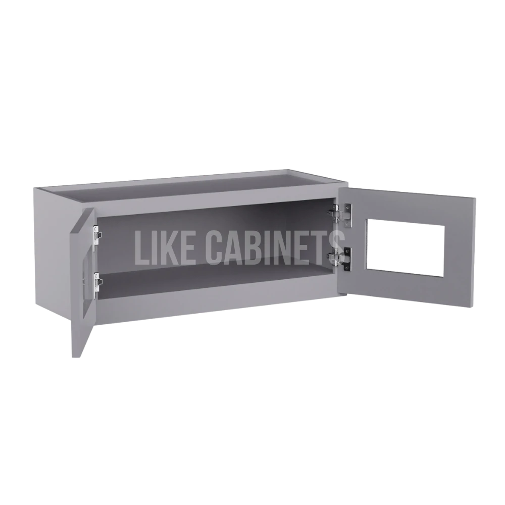 Shaker Gray 12''H Double Door Wall Cabinet Glass Doors
