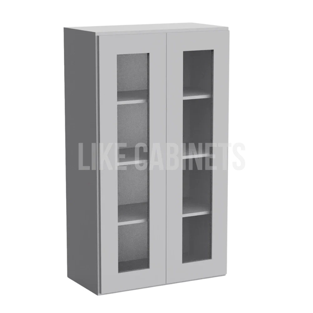 Shaker Gray 42'' H Double Door Wall Cabinet with Glass Doors