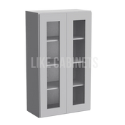 Shaker Gray 42'' H Double Door Wall Cabinet with Glass Doors