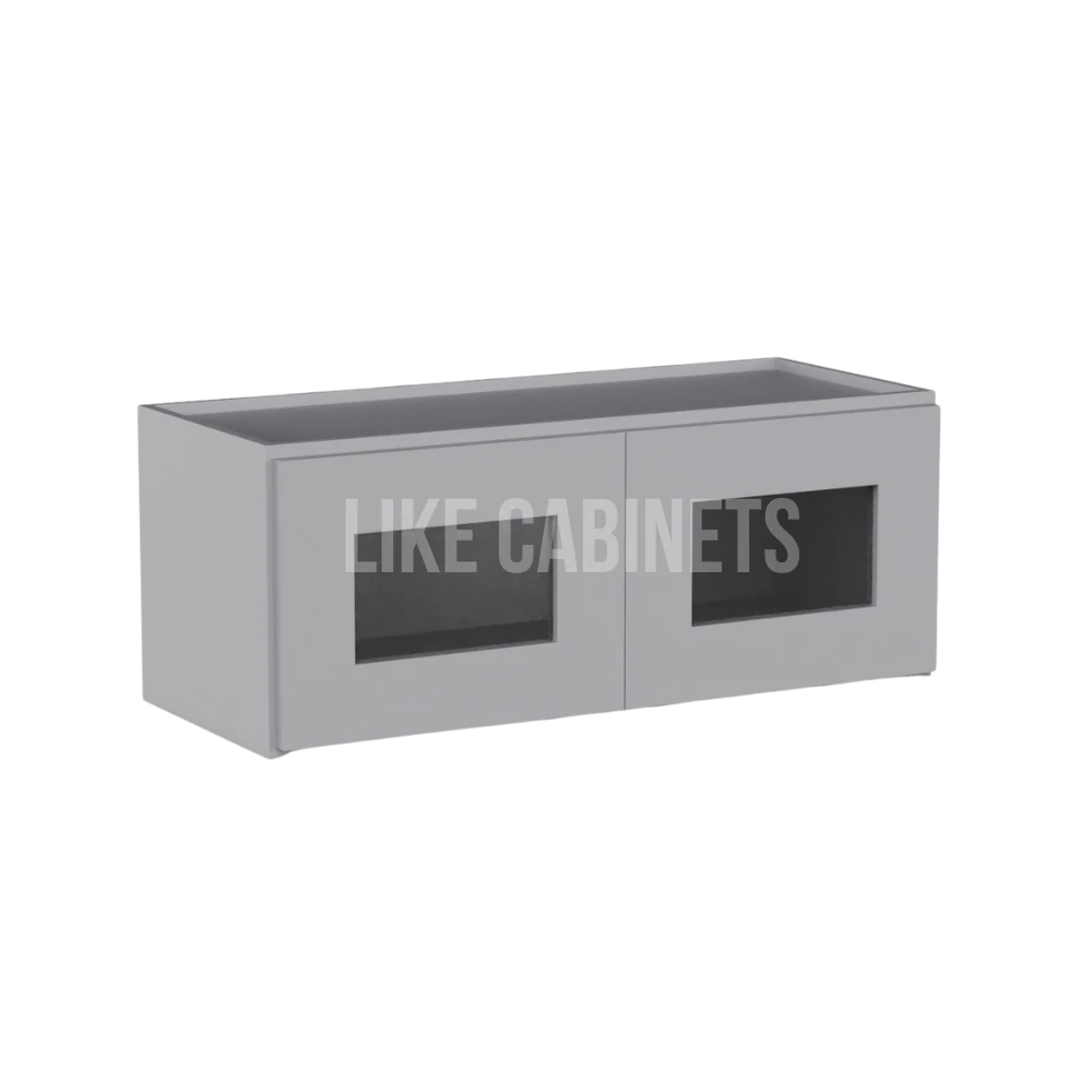 Shaker Gray 18'' H Double Door Wall Cabinet With Glass Doors