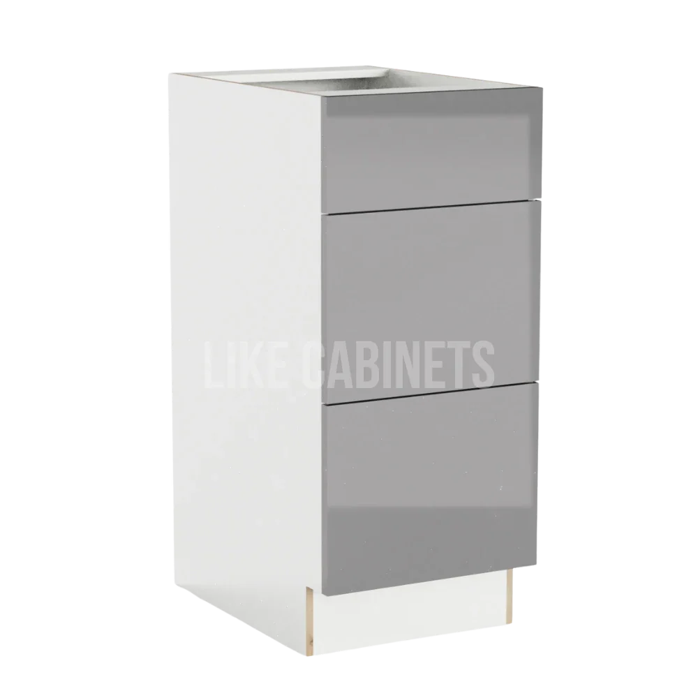 High Gloss Gray Vanity Three Drawer Base Cabinet