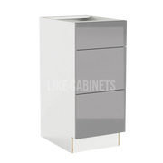 High Gloss Gray Vanity Three Drawer Base Cabinet