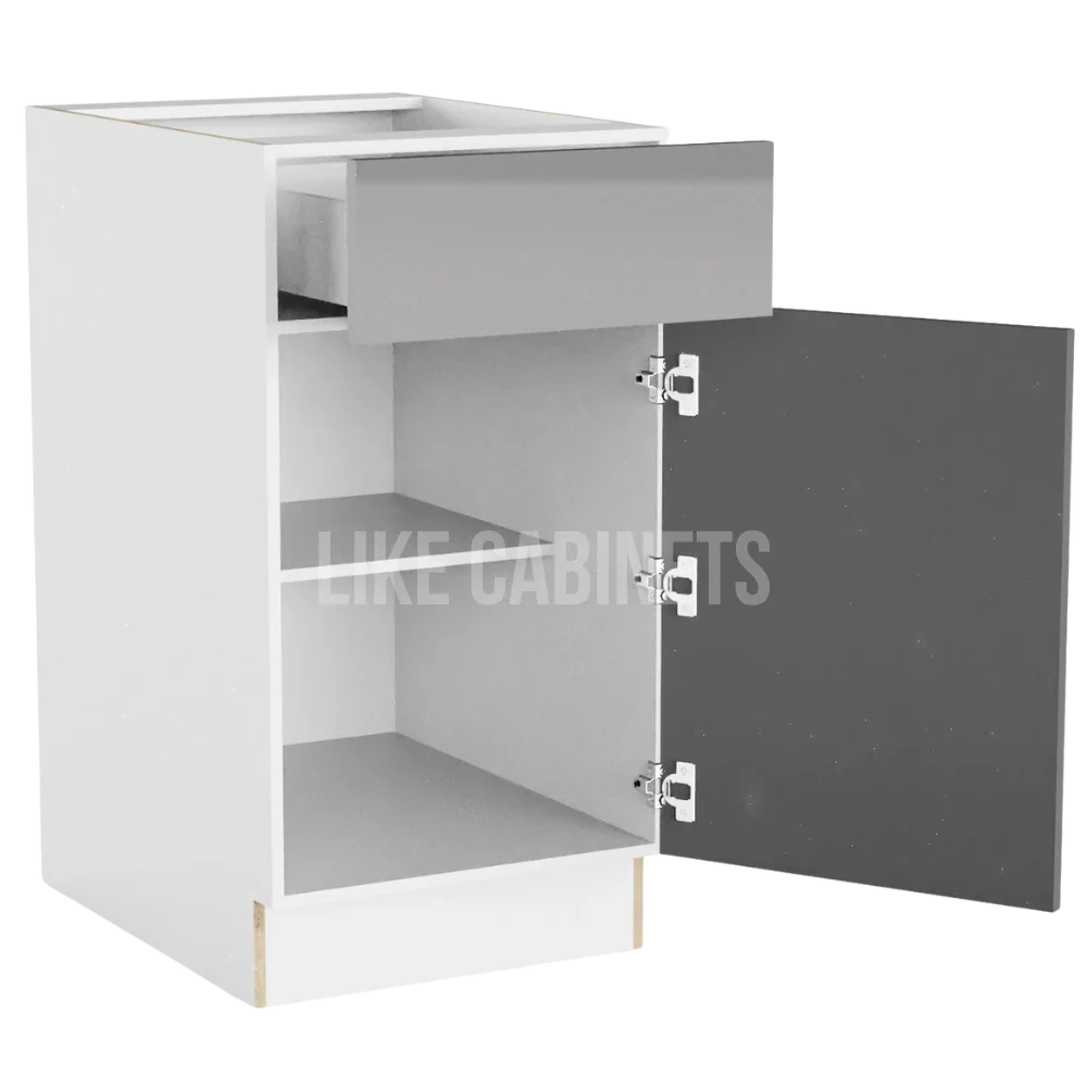 High Gloss Gray Cabinet with Single Door & Drawer