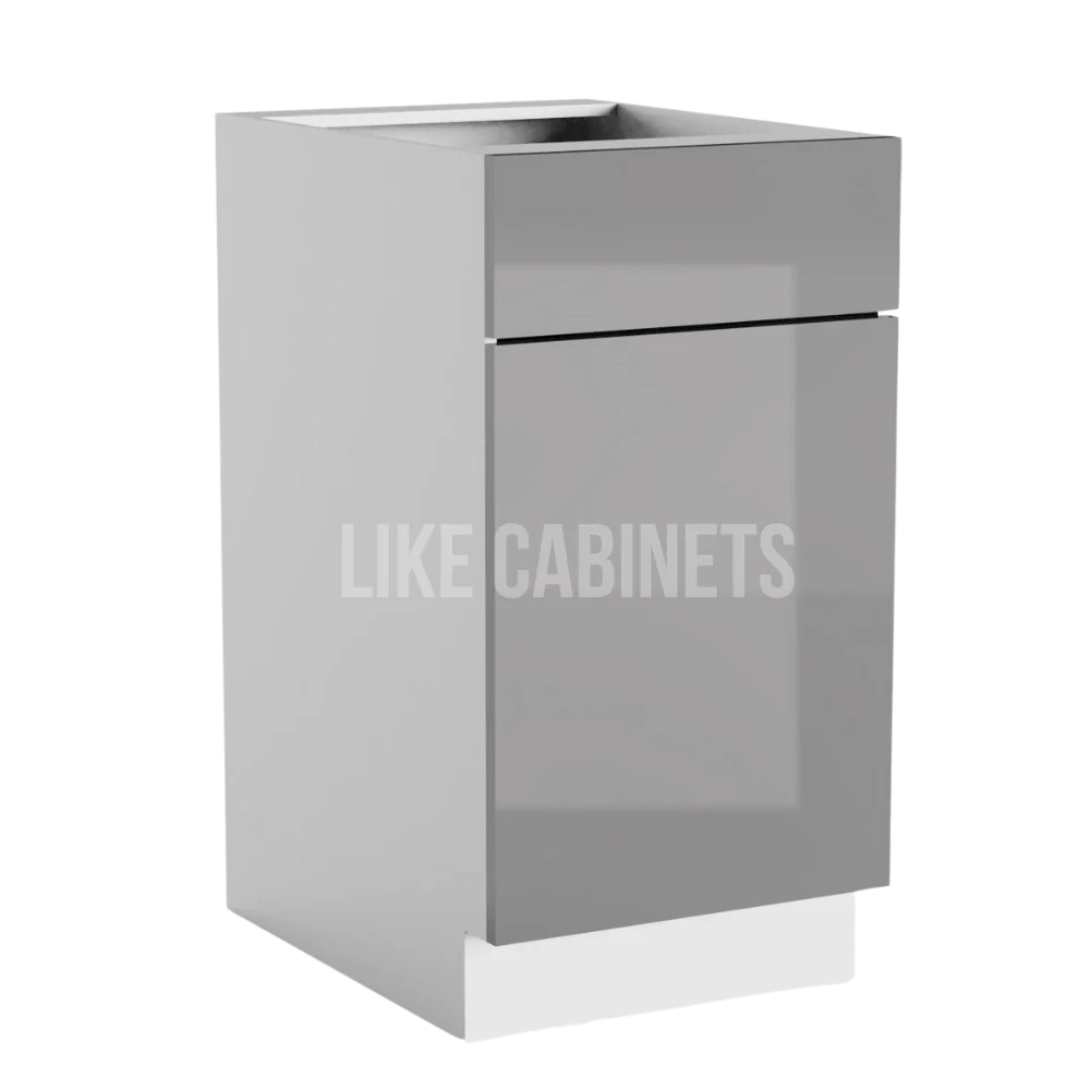 Frameless Gloss Gray Trash Base Cabinet