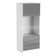 High Gloss Gray 33'' W Double Door Oven Pantry Cabinet with Three Drawers