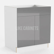 High Gloss Gray Sink Base 27''