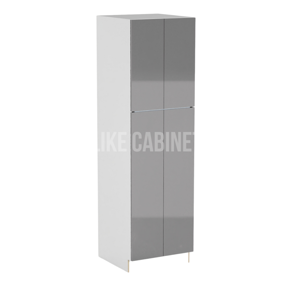 High Gloss Gray 24'' W Two Double Door Utility Pantry Cabinet
