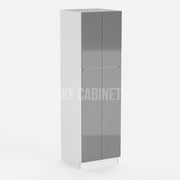 High Gloss Gray 24'' W Two Double Door Utility Pantry Cabinet