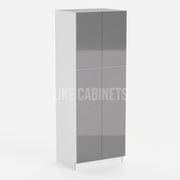High Gloss Gray 30''W Two Double Door Utility Pantry Cabinet